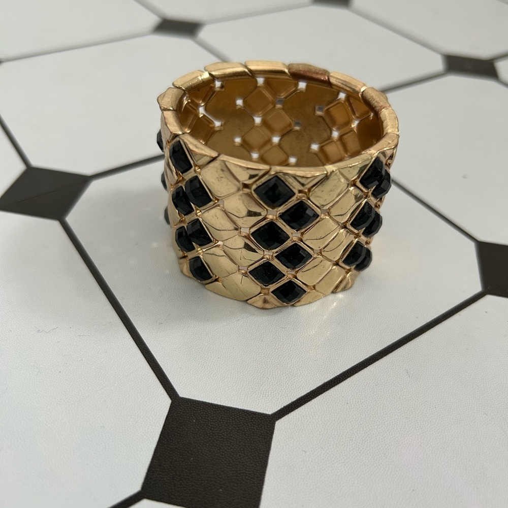Gold and Black Geometric Bracelet